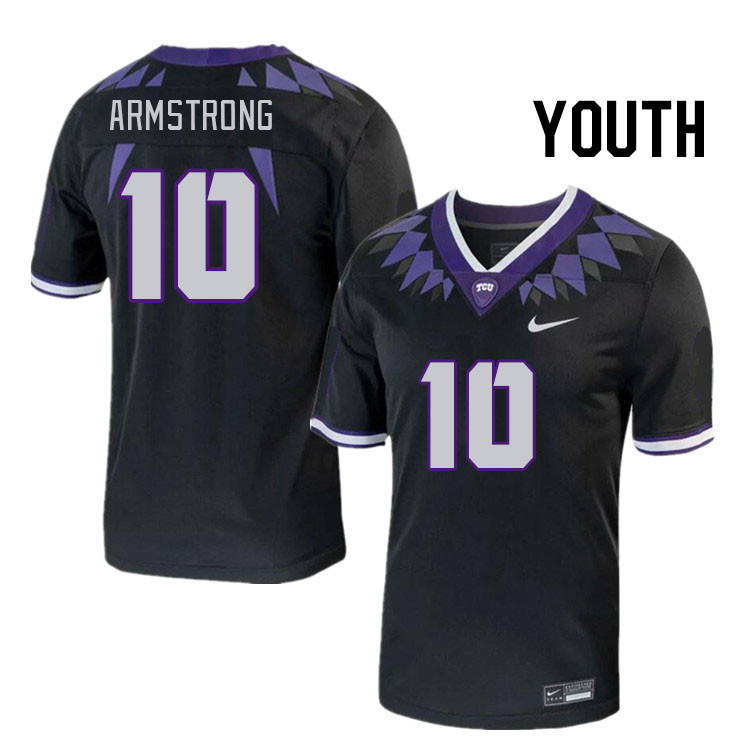 Youth #10 Thomas Armstrong TCU Horned Frogs 2023 College Footbal Jerseys Stitched-Black - Click Image to Close
